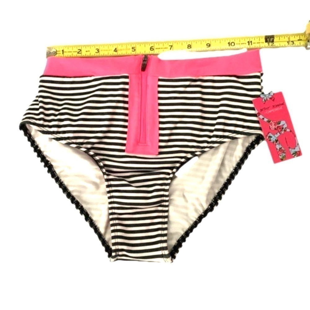 Betsey Johnson Capezio NWT Swimsuit Bottom, Size S, Black White & Pink - Picture 4 of 7